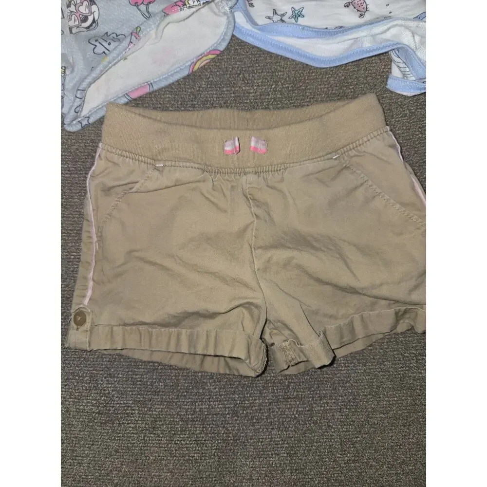 Cat & Jack Girls 2T Shorts Lot of 3 Minnie Mouse Disney Beach Pull On Pockets